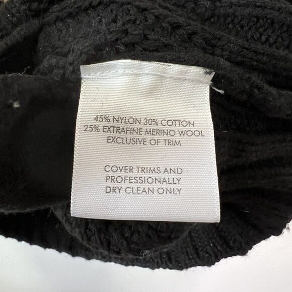 NEW White + Warren Black Chunky Knit Zip High Neck Cardigan Sweater - Picture 7 of 10